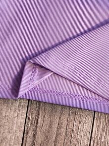 SHEIN Vintaside Kids Bộ quần yếm denim thêu hoa cổ tròn tay dài và quần yếm denim cho bé trai/gái 0-3 tuổi, phù hợp mặc ngoài trời, mua sắm và thường ngày - Màu tím hoa cà - Xem 5