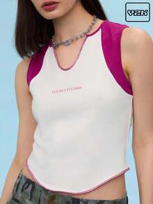 COUREZ Cropped Fitted Raglan Top /Summer For Women /Summer Tops Going Out Tops Casual /Y2K Vintage - White - View 1