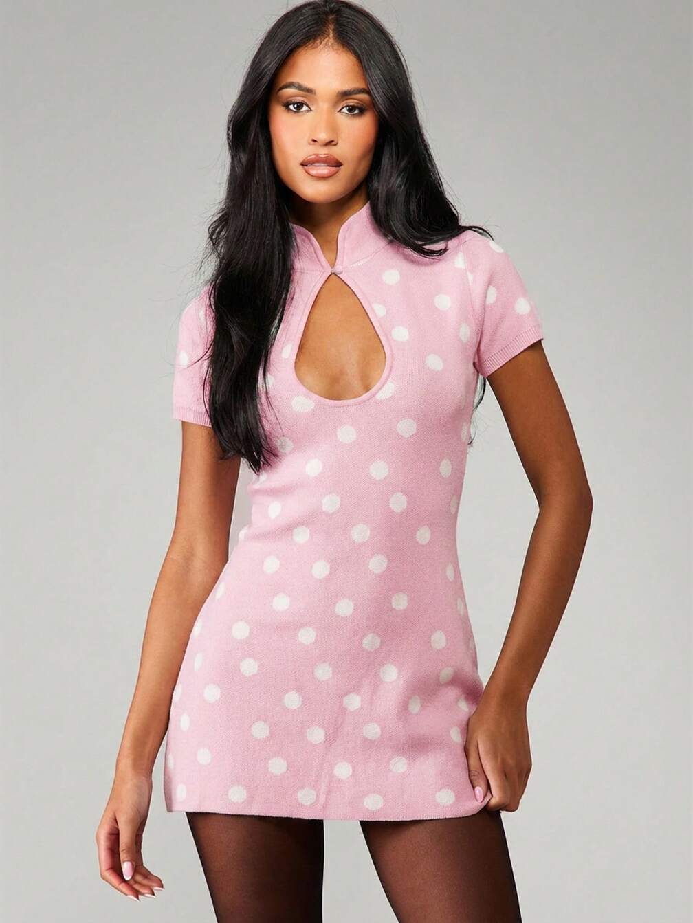 pink polka dot mini dress Rosabelle Satin Mini Halter Dress | Pink Polka Dot | Womens