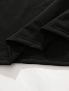 ROMWE MEN Rhinestone Embellished Casual Black Round Neck 3/4 Sleeve T-Shirt - Black - View 5