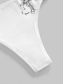 Kawaii 3pcs/Set Cute Cartoon Narrow Edge Women's Thong Panties - Multicolor - View 4