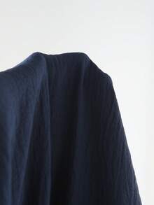 Manfinity CasualCool Men's Crinkle Fabric Printed Round Neck Long Sleeve Shirt, Casual Vacation Home Gathering Office Party Versatile Style, Best Gift For Boyfriend Or Husband - Royal Blue - View 5