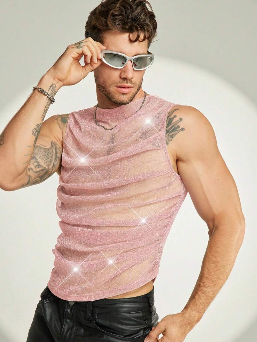 FeverCity Sexy Sheer Mesh Party Clubwear Men's Tank Top