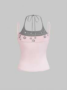 ROMWE J-Fashion Y2K Chic Chicken Eye Decor Street Style Women Tank Top - Pink - View 2