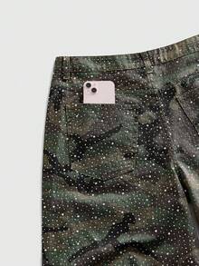 Men's Pearl & Diamond Camo Print Loose Denim Shorts - Multicolor - View 5