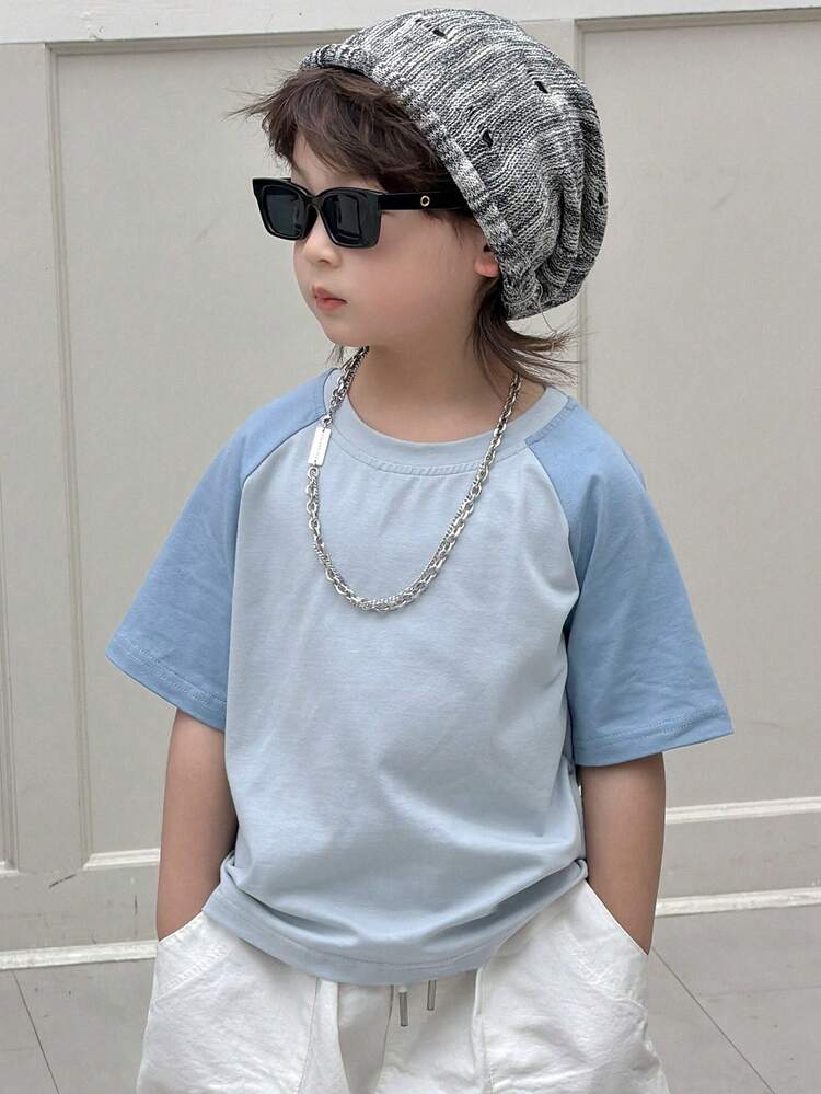 Young Boys' Casual Short Sleeve Round Neck T-Shirt Spring Summer