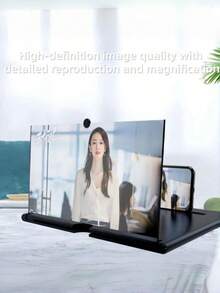 Kaca Pembesar Layar Ponsel dengan Lensa Ultra-HD - Kaca Pembesar Layar Universal untuk Menampilkan Layar Ponsel ke TV, Perlindungan Mata, Anti-Silau, Mode Lanskap & Potret Bebas Genggam untuk Film, Game, dan Video - Hitam - View 8