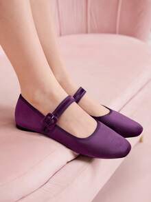 CUCCOO DOLLMOD Giày bệt nữ màu đỏ dễ thương, kiểu dáng tối giản, thoải mái cho mặc hàng ngày. - Màu tím nho - Xem 5