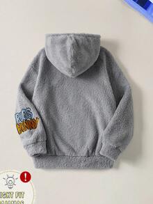 LOONEY TUNES X SHEIN 1 pieza Sudadera cómoda con bordado de conejo de dibujos animados linda para niño preadolescente - Gris - Ver 2