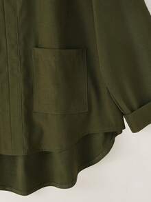 SHEIN Franclia 2pcs Women Embroidered Elegant Minimalist Long Sleeve Top And Bottom Set Modest Tops Modest Blouse Tops Fall Tops Cape Top - Green - View 3