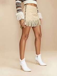 Daringsoles 高跟短靴,尖头,细跟,毛茸茸,法式,踝靴,适合圣诞节和新年假期 - 白色 - 查看 8