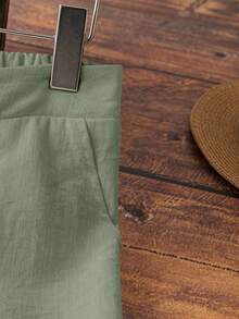 EMERY ROSE Women's White Linen Casual Pocket Long Pants, Spring & Summer Fall Cloth For Women - Mint Green - View 4