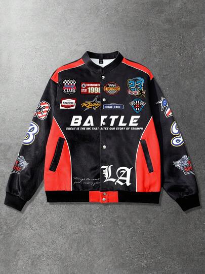 Herren Kontrast-Farbdruck Langarm Digital-Muster Sportjacke