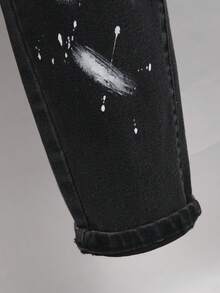 Manfinity Homme Men's Pocket Distressed Skinny Casual Jeans Drip Jeans - Black - View 8