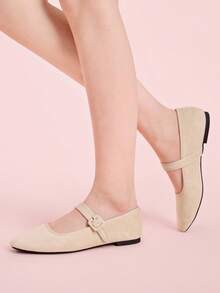 CUCCOO DOLLMOD Women's Red Cute Flat Shoes, Minimalist Fashion Casual For Daily Wear Valentine's Day Spring Shoes - Apricot - View 3