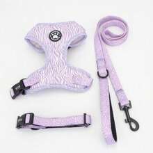 Neues hochwertiges gemustertes Hundegeschirr-Set mit verstellbarer Hundeleine für Spaziergänge Outdoor - Mauve - Übersicht 10