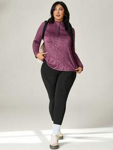 Auralis Tee & Tank Olahraga Ukuran Plus Zip Plain - Merah - View 3