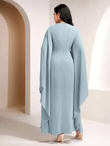 Veilorie Váy hè thanh lịch, xoắn, xếp ly, trang trí cúc, thắt eo. - Màu xanh lam - Xem 6