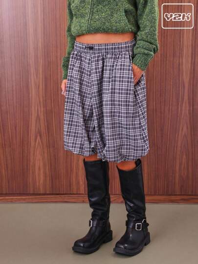 COUREZ Pantalones cortos de bola pomposa a rayas / Conjuntos de verano para mujer Pantalones cortos de verano Vintage Y2K