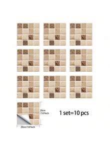 10片自粘PVC厨房贴纸，马赛克墙贴，壁纸，瓷砖贴纸，墙面装饰贴纸，适用于厨房、客厅墙壁、橱柜、水槽和其他家居装饰。