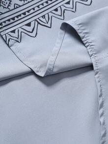 Manfinity Homme Plus Size Men Graphic Print Front Button Casual Short Sleeve Shirt - Grey - View 7