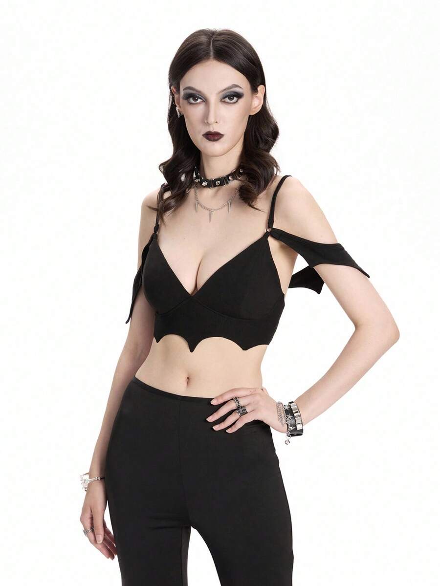 Breakform Women's Fashion Gothic Style Bat Wing Adjustable Strap Camisole Vest - Black - View 1