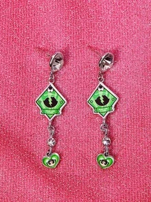THE POWERPUFF GIRLS X SHEIN A Pair Of Stylish Green Pendant Earrings - Green - View 3