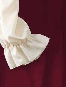 GlowEve CURVE Plus Size Women Stand Collar Colorblock 2 In 1 Sweet Date Dress