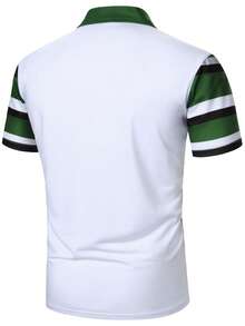 Manfinity Bizformal Camisa polo de manga corta a rayas para hombre