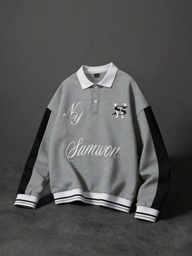 Quarter Zip Sweatshirt With Script Embroidery