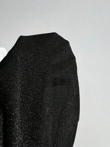 Elamini Women's Shiny Sexy Halter Deep Draped Neck Mini Dress - Black - View 4