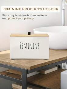 1pc Rustic Farmhouse Wooden Tampon Storage Box With Lid - Versatile Bathroom Organizer For Feminine Products, Home Decor Accessory Tampon Storage For Bathroom Small Bathroom Storage Cabinet - Multicolor - View 7