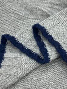 Nubod Áo vest dệt kim màu xám phối viền tương phản, thời trang, tối giản, đa năng dành cho nữ cỡ lớn năm 2026, phù hợp mặc hàng ngày. - Xám - Xem 5