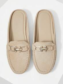 Giày bệt đế mềm bằng da lộn thoải mái đa năng dành cho nữ - Màu Khaki - Xem 8