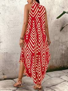 SHEIN LUNE Vestido holgado casual de tirantes con rayas para vacaciones de mujer - Rojo - Ver 2