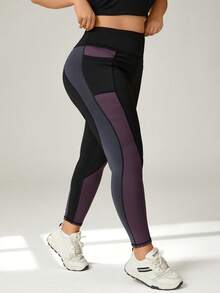 Auralis Quần legging thể thao thường ngày có túi màu tương phản dành cho nữ cỡ lớn - Nhiều màu - Xem 5