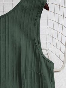 EMERY ROSE Women's Summer Woven Backless Tie Strap Sleeveless A-Line Ruffle Hem Casual Mini Dress - Green - View 3