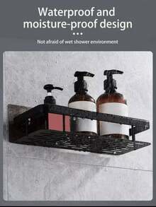 1个淋浴置物架，浴室淋浴架，不锈钢吸盘式马桶架，马桶收纳架 - 黑色 - 查看 3