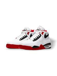 Nike Flight Legacy 男士篮球鞋 透气轻便吸汗 弹性好 标志纯色 易洗 多功能 运动户外 学校 白色 黑色 红色 BQ4212-100 - 白色/黑色/紅色 - 查看 2