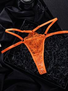 2pcs Orange Underwire Bra Set, Fresh & Youthful