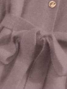 SHEIN Franclia 女士圆领纽扣腰带长款针织毛衣连衣裙 - 淡紫色 - 查看 5
