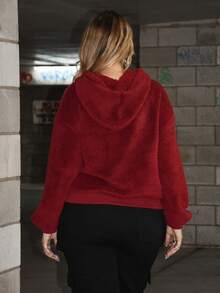 Arliah 女士纯色蓬松连帽运动衫，女士保暖厚羊毛连帽衫，秋冬季，秋季，长袖上衣