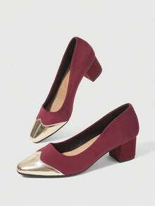 Sleekvia Women's Pointed Toe Buckle Design Fashionable High Heels, Versatile For Daily Wear - Burgundy - View 2