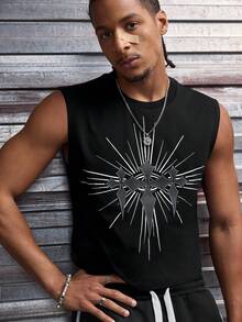 AXEPEAK Men's Cross Print Casual Versatile Tank Top