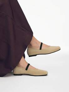 Mnmlis Giày bệt đơn giản, tiện dụng, dễ đi lại dành cho nữ - Màu Khaki - Xem 3
