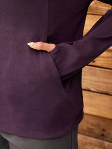 OutZeal Women Soft Brushed Zip Pocket Drawstring Hem Outdoor Sweatshirt Winter Fall Hiking Camping - Purple - View 7