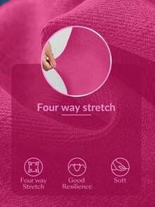 Flexra Plus Size Women Casual Elastic Waist Loose Wide Leg Jeans - Hot Pink - View 5
