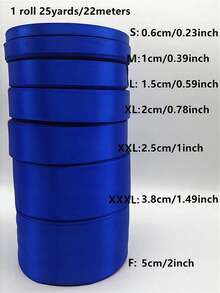 1 rollo de cinta de satén para hacer lazos hechos a mano, decoraciones de boda, envoltura de regalos, manualidades DIY, arreglos florales, suministros para fiestas en múltiples colores y anchos - azul real - Ver 16