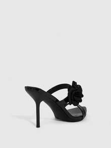 CUCCOO SZL Women's 3D Floral Decor Fashion Daily Wear High Heel Sandals Spring Shoes - Black - View 6