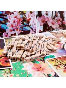 50/100 piezas de pinzas de fotos de madera, pinzas de memo de madera de colores, decoración de pared DIY para dormitorio, hogar, boda, fiesta de cumpleaños, 2,5 cm - Multicolor - Ver 13